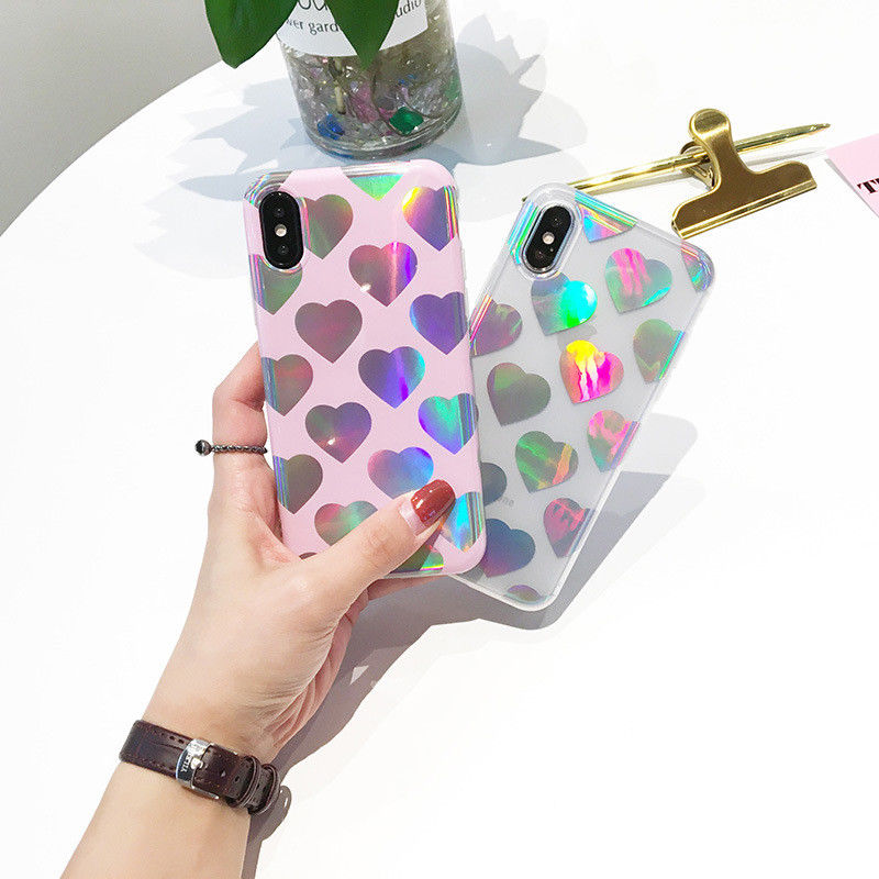 Fashion Laser Love TPU Phone Case Cover For iPhone X