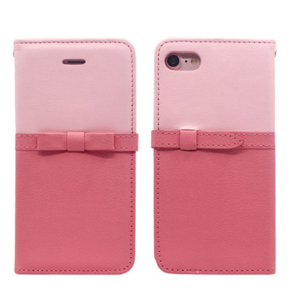 Fight color bow leather cell phone case