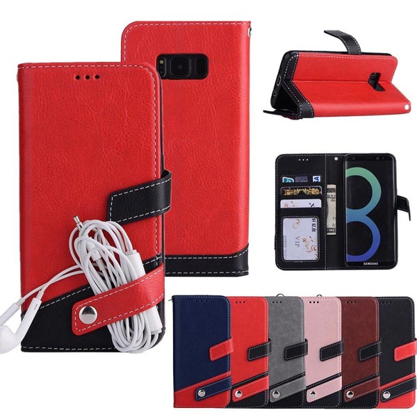 Luxury Stand PU Leather Flip Wallet Card Strap Case Cover For Samsung note8