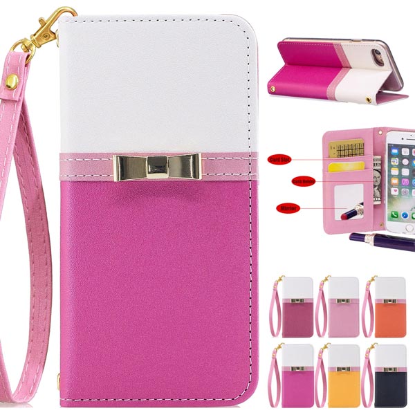 Luxury Bowknot PU Leather Flip Magnetic Wallet Case Cover For iPhone 8