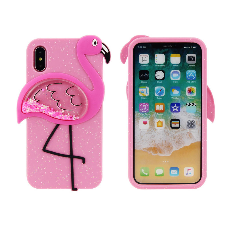 NEW Design Quicksand Silicone flamingo phone case