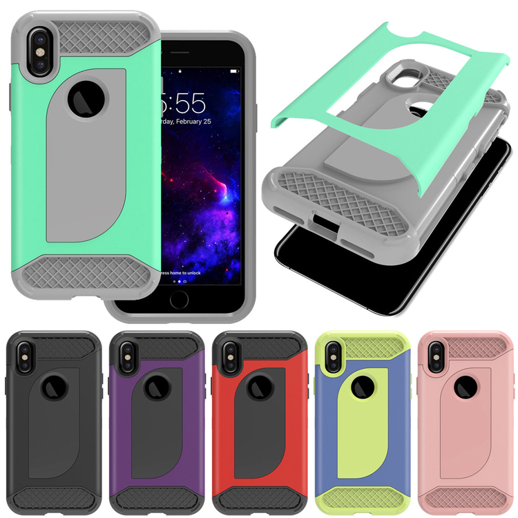 Hybrid Plastic Silicone 2 in 1 Shockproof Case Cover For iPhone X