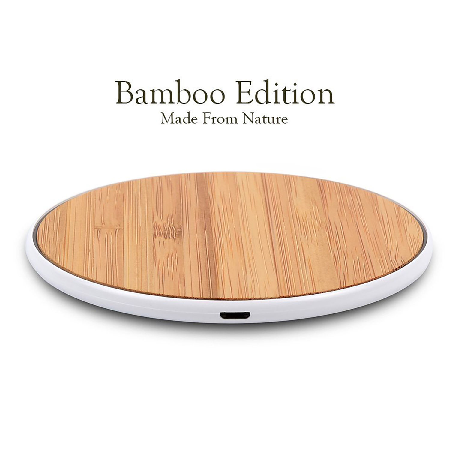 Fast Wireless Charger Rapid Charging Pad Dock Stand Adapter Wood Bamboo Puck Qi