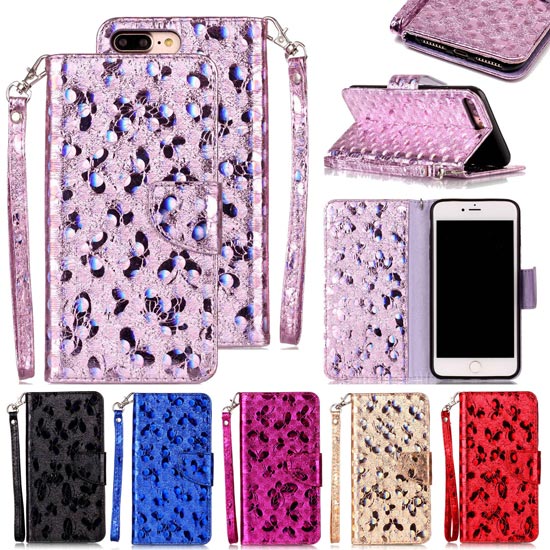 Glitter Bling Leather Wallet Flip Card Holder Case Cover