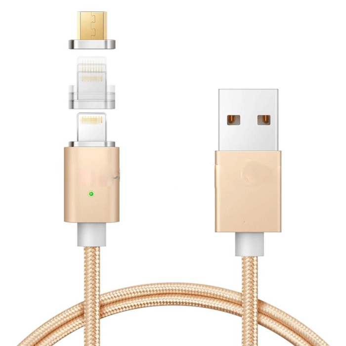 Newest 2 in 1 nylon Braided Magnetic usb cable for mobile phone