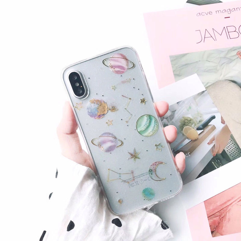 Cosmos Bling Glitter crystal clear Star Planet Constellation Case