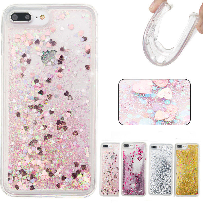 Bling glitter quicksand liquid clear floating phone case