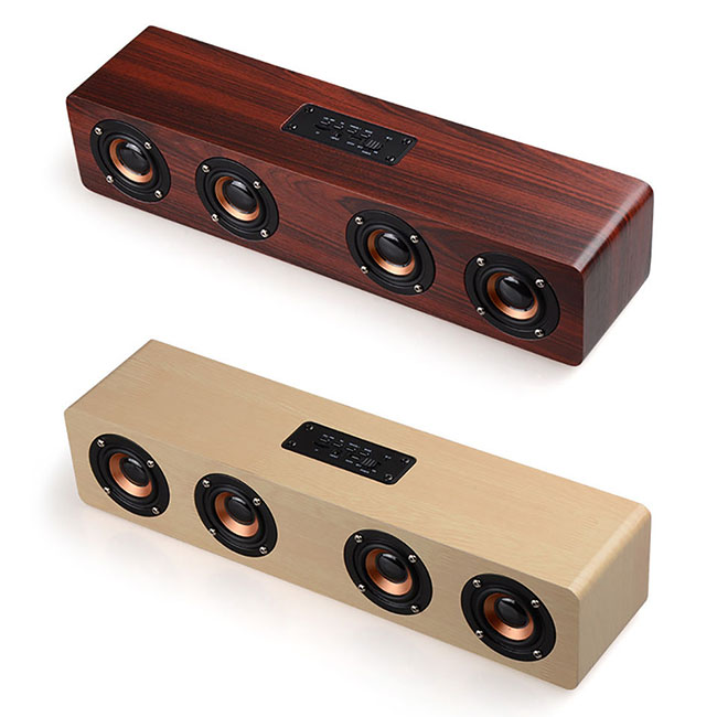 Wooden Four Horns Shocking Bass Subwoofer Wireless Bluetooth Speaker Loudspeaker